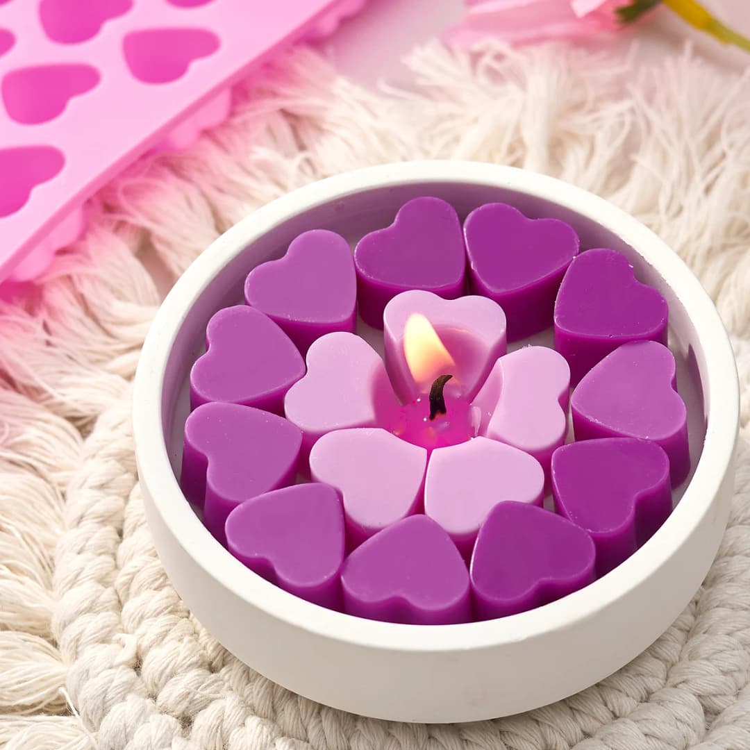 55 Compartment Heart Silicone Candle Mold Valentine's Day Candles Making Kit DIY Love Cake Chocolate Baking Mould Party Gifts - 5