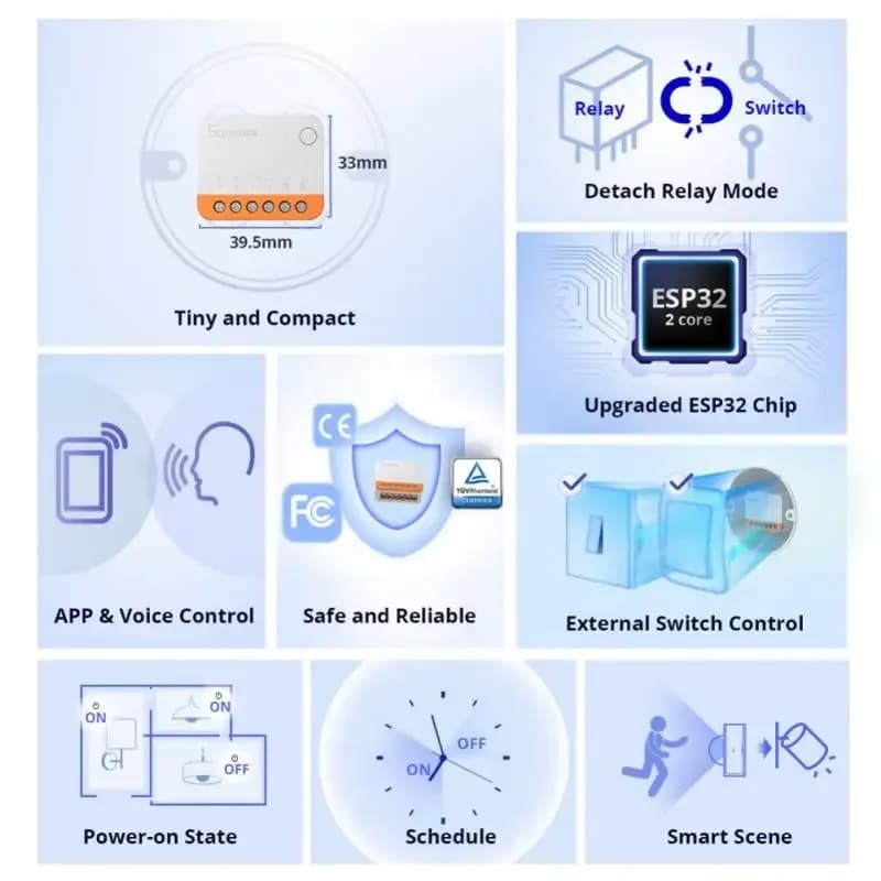Sonoff Mini R4 Extreme Sonoff Minir4 Mini Sonoff R4 تحكم ثنائي الاتجاه منزل ذكي يعمل مع Alexa Google Home Yandex Alice - 3