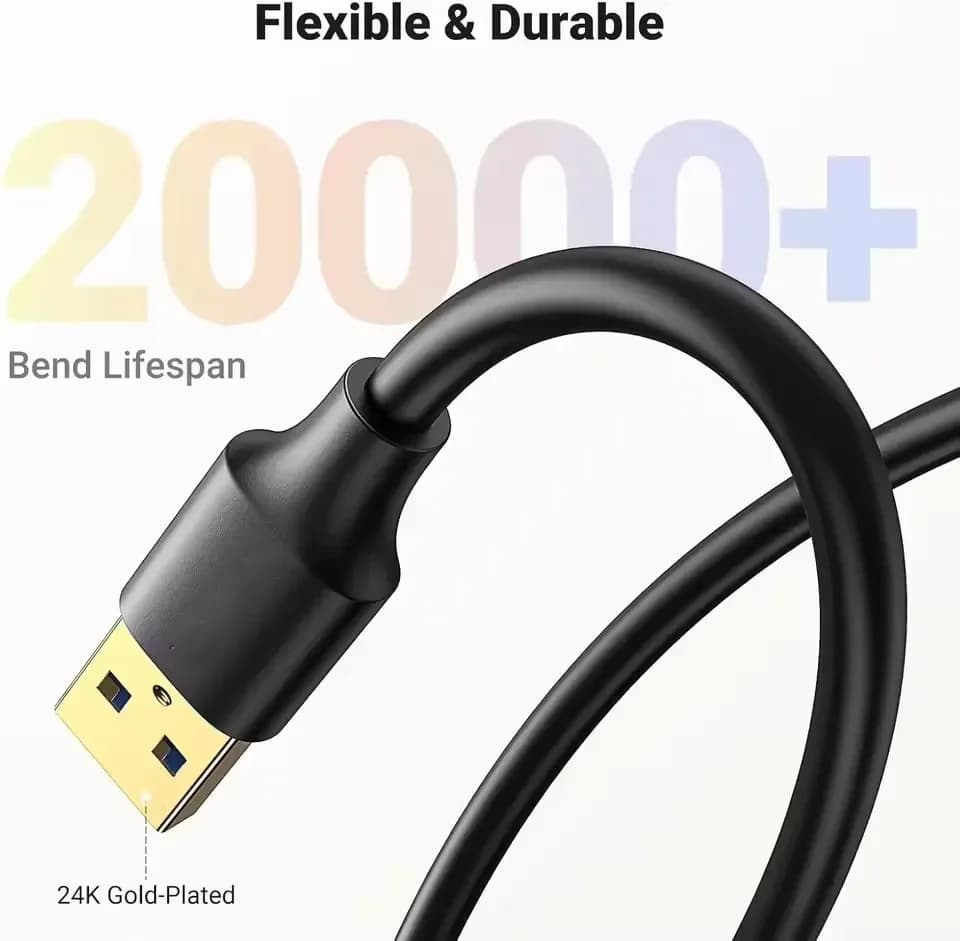 كابل تمديد USB 3.0 و2.0، سلك موسع عالي السرعة للتلفزيون الذكي، SSD، Xbox One، والكمبيوتر المحمول - أطوال 1 متر، 2 متر، 3 أمتار - 4