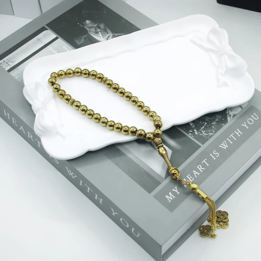 Islamic Prayer Beads 8mm 33 Beads Natural Stone Muslim Prayers Bead Daily Dhikr Tasbeeh Subha Tasbih Gift for Ramadan Hajj Umrah - 4