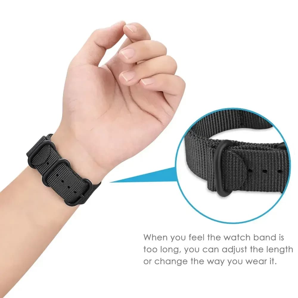 حزام ساعة رياضي من Nylon المنسوج، مقاس 18 و20 و22 و24 ملم، متوافق مع Samsung Galaxy 7 و6 و4 و5، Gear S3 Classic Active 2، Amazfit - 5