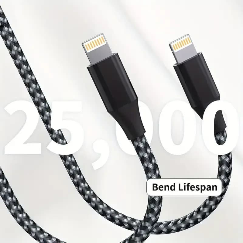 كابل LAIHONEN معتمد MFi 3 قطع 1 قطعة 10 قدم USB A إلى Lightning لآيفون 14 13 12 X XR كابل شحن سريع شاحن سلك بيانات - 2
