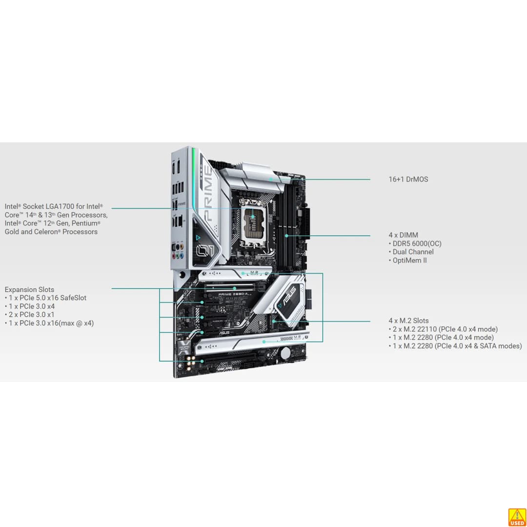 ASUS PRIME Z690-A Motherboard Socket LGA1700 CPU DDR5 6000(O.C) Memory Chipset Z690 ATX Mainboard - 2