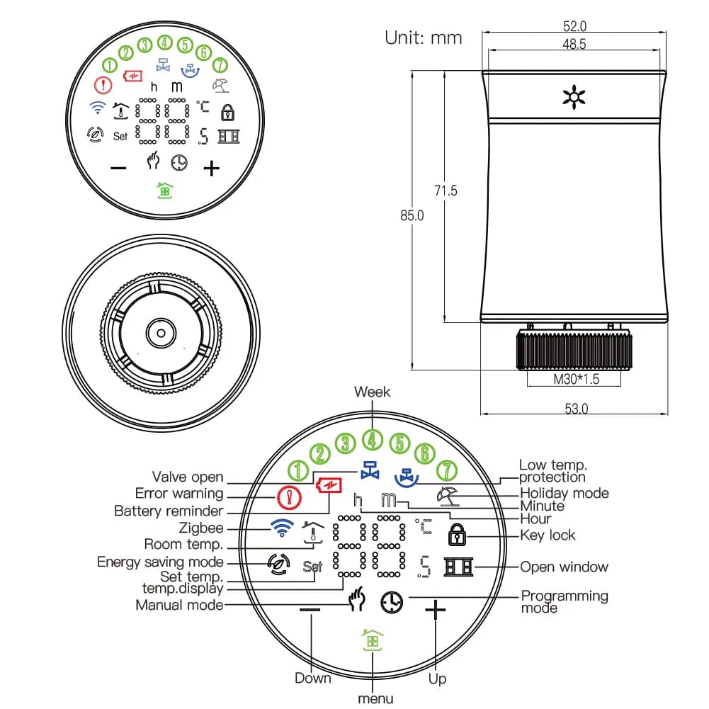 MOES Tuya ZigBee3.0 New Radiator Actuator Valve Smart Programmable Thermostat Temperature Heater TRV With Alexa Voice Control - 6