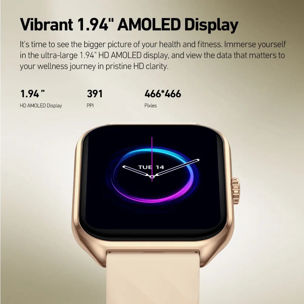 ساعة ذكية Zeblaze VIBE 7 PRO، شاشة AMOLED 1.43 بوصة، إجراء/استقبال المكالمات، إدارة الصحة، ساعة رياضية للرجال - 2