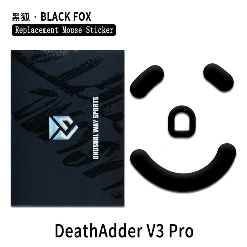 أقدام تزحلق ماوس UnusualWaySports Razer Deathadder V3 Pro PTFE حافة منحنية إصدار Magic Ice Black Silver Fox - 6