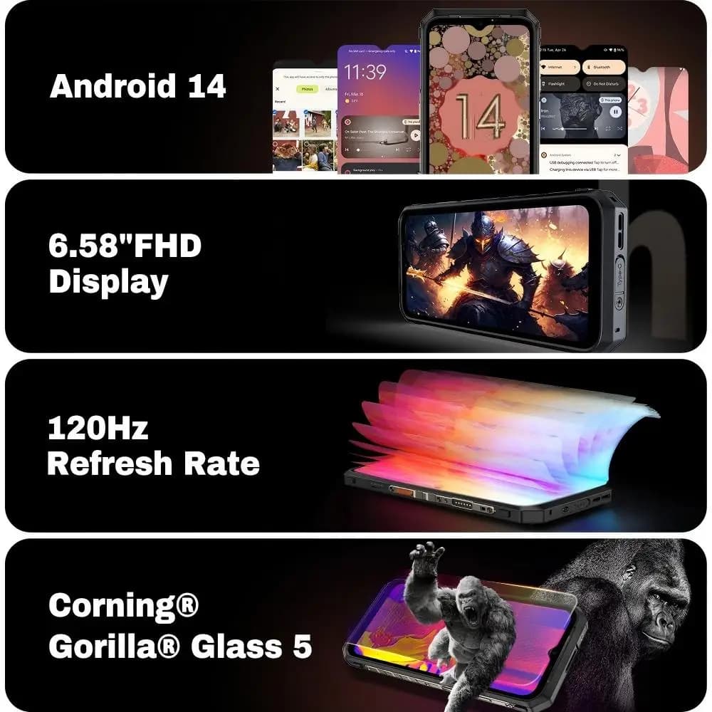 هاتف Ulefone Power Armor 18T Ultra 5G متين مع تصوير حراري، ذاكرة رام 24 جيجابايت، ذاكرة داخلية 512 جيجابايت، شاشة 6.58 بوصة، معدل تحديث 120 هرتز، كاميرا 108 ميجابكسل، نظام أندرويد، يدعم NFC - 6