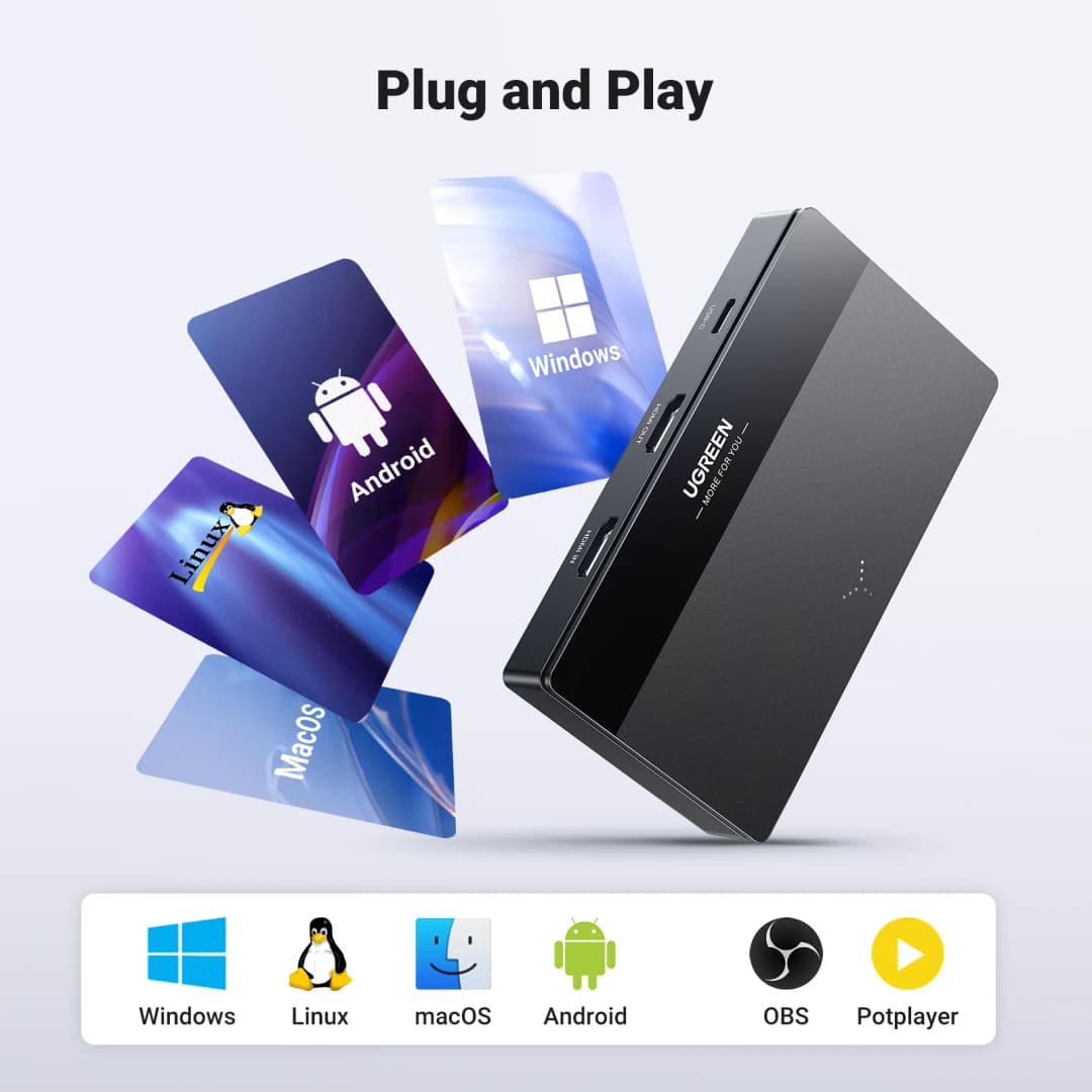 بطاقة التقاط الفيديو UGREEN HDMI بدقة 4K60Hz من HDMI إلى USB/Type-C لصندوق تسجيل البث المباشر للكاميرا - 5