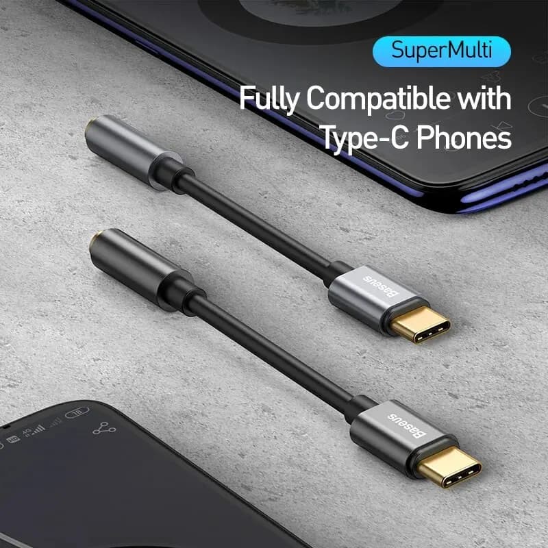 Baseus Type C to 3.5mm Earphone Jack AUX USB C Cable Adapter for Huawei P40 P30 Pro Xiaomi 10 9 Type C Headphone Audio Adapter - 3