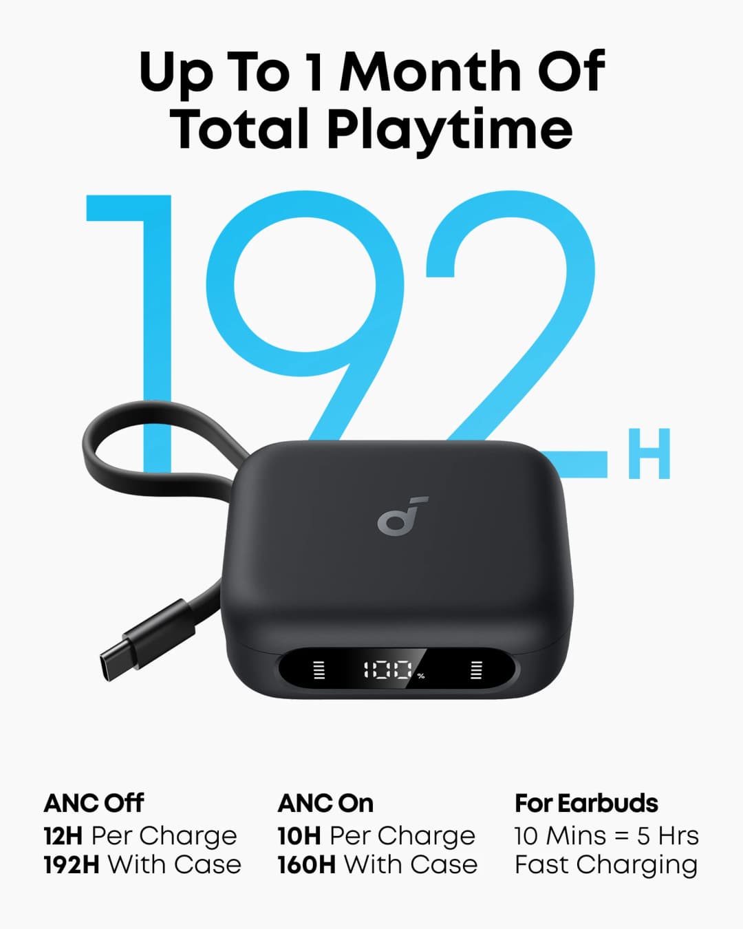 سماعات Soundcore P41i من Anker، سماعات إلغاء الضوضاء التكيفي مع شاحن هاتف محمول وموصل Lightning مدمج - 3