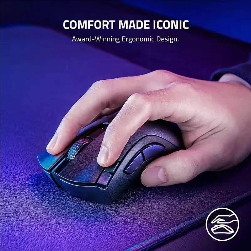 ماوس الألعاب اللاسلكي Razer DeathAdder V2 X HyperSpeed مع 7 أزرار قابلة للبرمجة من الجيل الثاني ومفتاح ميكانيكي 5G وحساس بصري 14K DPI - 5