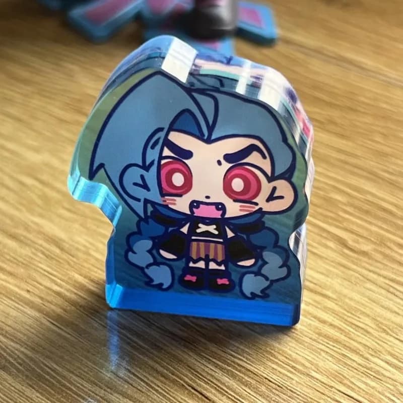 Arcane：League of Legends Acrylic Brick Keychain Jinx Vi Plate Desk Decor Standing Collection Ornament  Kids Friends Gift Toy Cos - 2