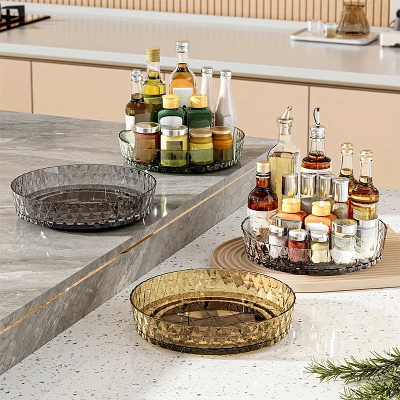 360° rotating rack,multifunctional storage turntable for kitchen countertops,spice storage rack,living room desktop storage tray - 2