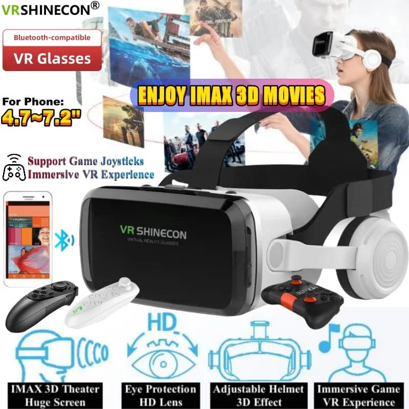 نظارات الواقع الافتراضي اللاسلكية IMAX شاشة ضخمة نظارات ثلاثية الأبعاد صندوق كرتون جوجل سماعة رأس VR للهاتف 4.7-7.2 بوصة، دعم لوحة الألعاب