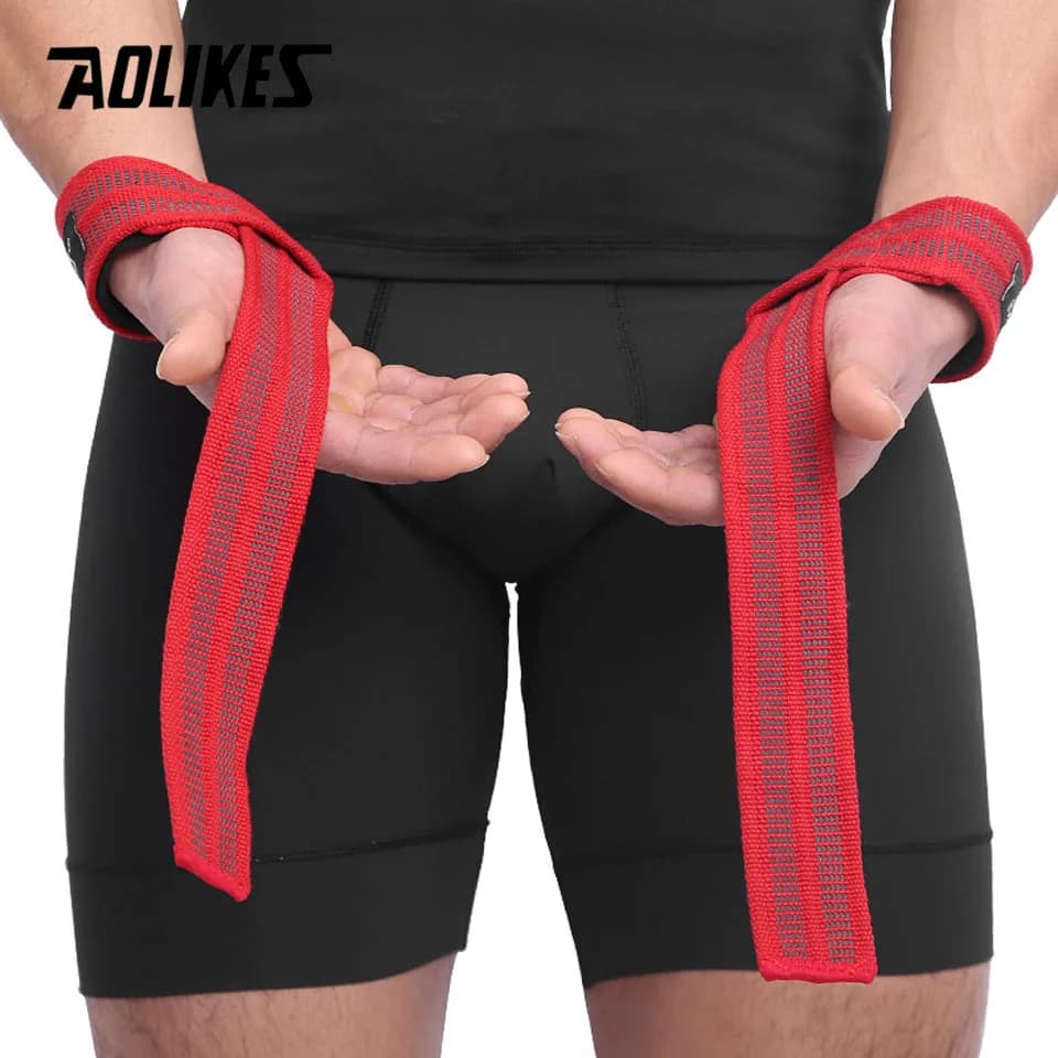 AOLIKES-أشرطة اللياقة البدنية القابلة للتعديل من السيليكون المضادة للانزلاق ، قطن تدريب الدمبلز ، رفع الأثقال ، دعم المعصم ، دعامة ، زوج واحد - 4