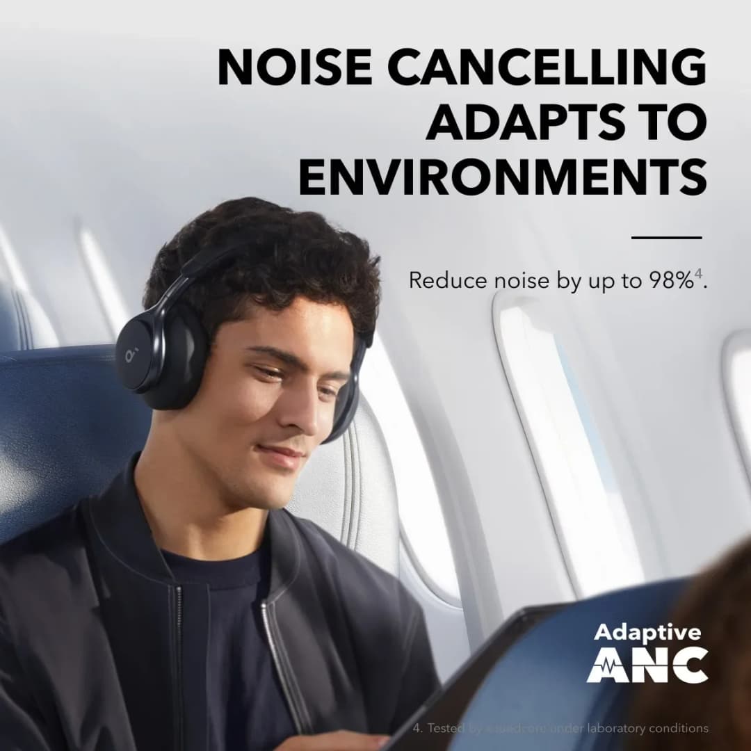 Soundcore by Anker, Space One, Active Noise Cancelling Headphones, 2X Stronger Voice Reduction, 40H ANC Playtime, App Control - 4