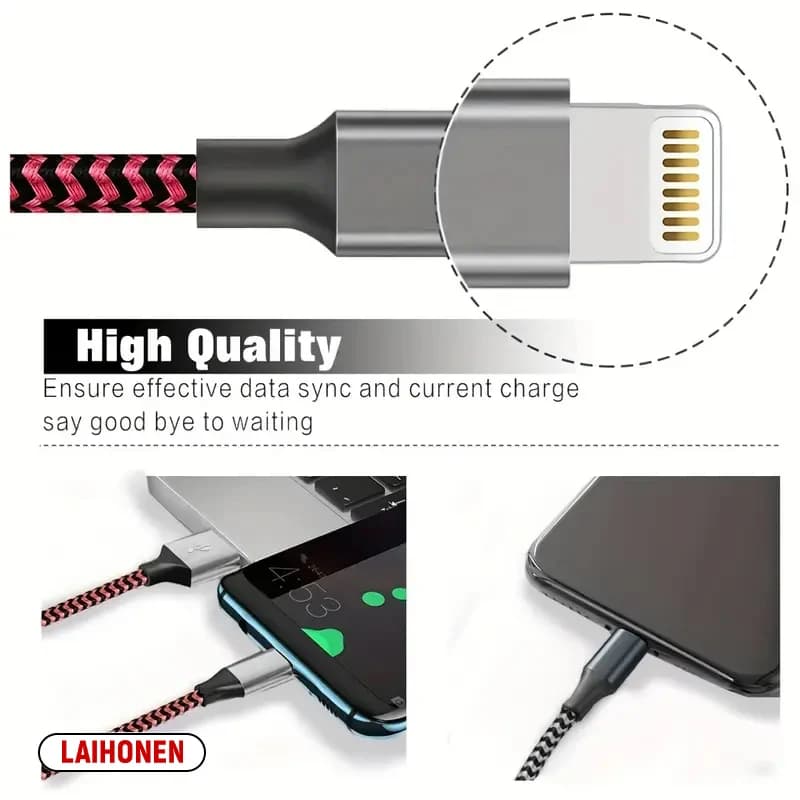 1M 2M 3M USB A To Lightning MFi Certified  Cable For iPhone 14 13 12 11 X XR Pro Max Fast Charging Cable Charger Data Wire Cord - 4