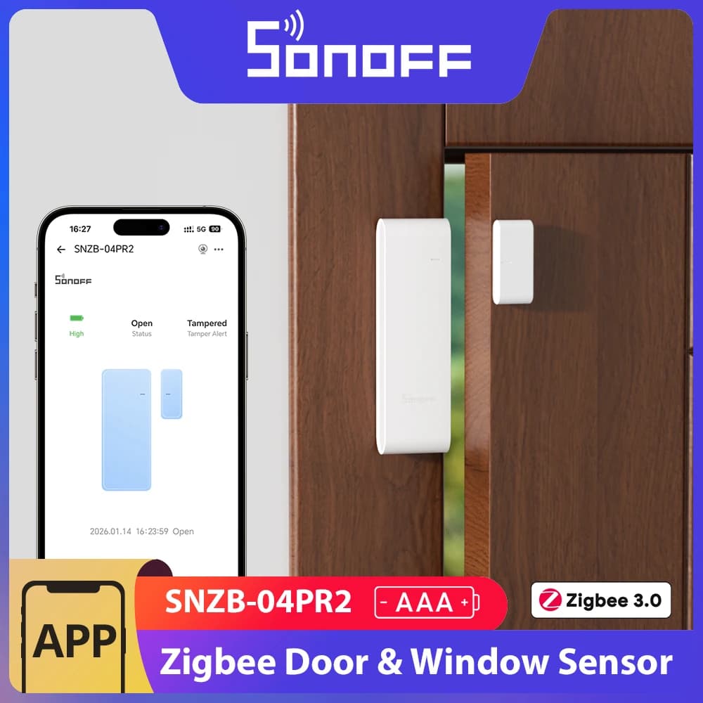 سونوف SNZB-04PR2 سينس جارد DW الجيل الثاني مستشعر باب/نافذة زيغبي أمان نشط مع تنبيهات التلاعب مراقبة التطبيق عبر ZBBridge-P