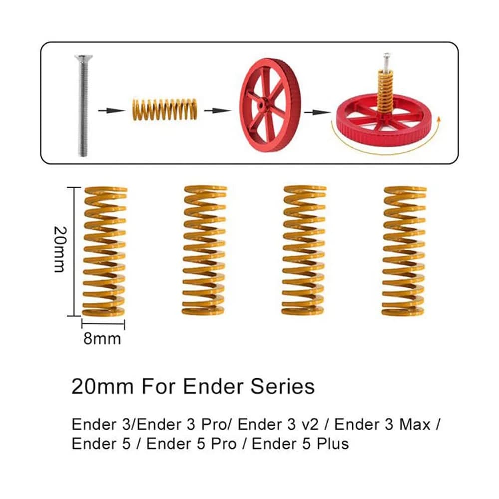 Creality Ender 3 Pro Springs Upgrade, 3D Printer Bed Springs，Ender 3 Bed Leveling Springs Compatible for Ender 3 series/ CR-10 - 2