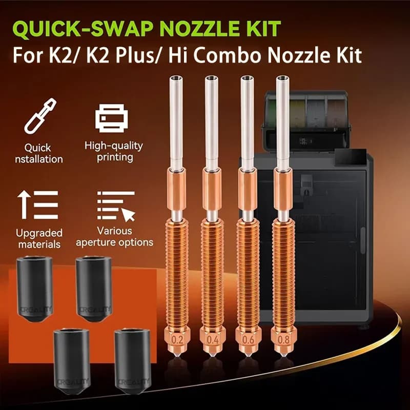 Creality "Unicorn" K2 Plus/K2/ K2 Pro/Hi Combo Quick-Swap Nozzle Kit 0.2/0.4/0.6/0.8mm with  tool All-metal integrated Nozzle - 2