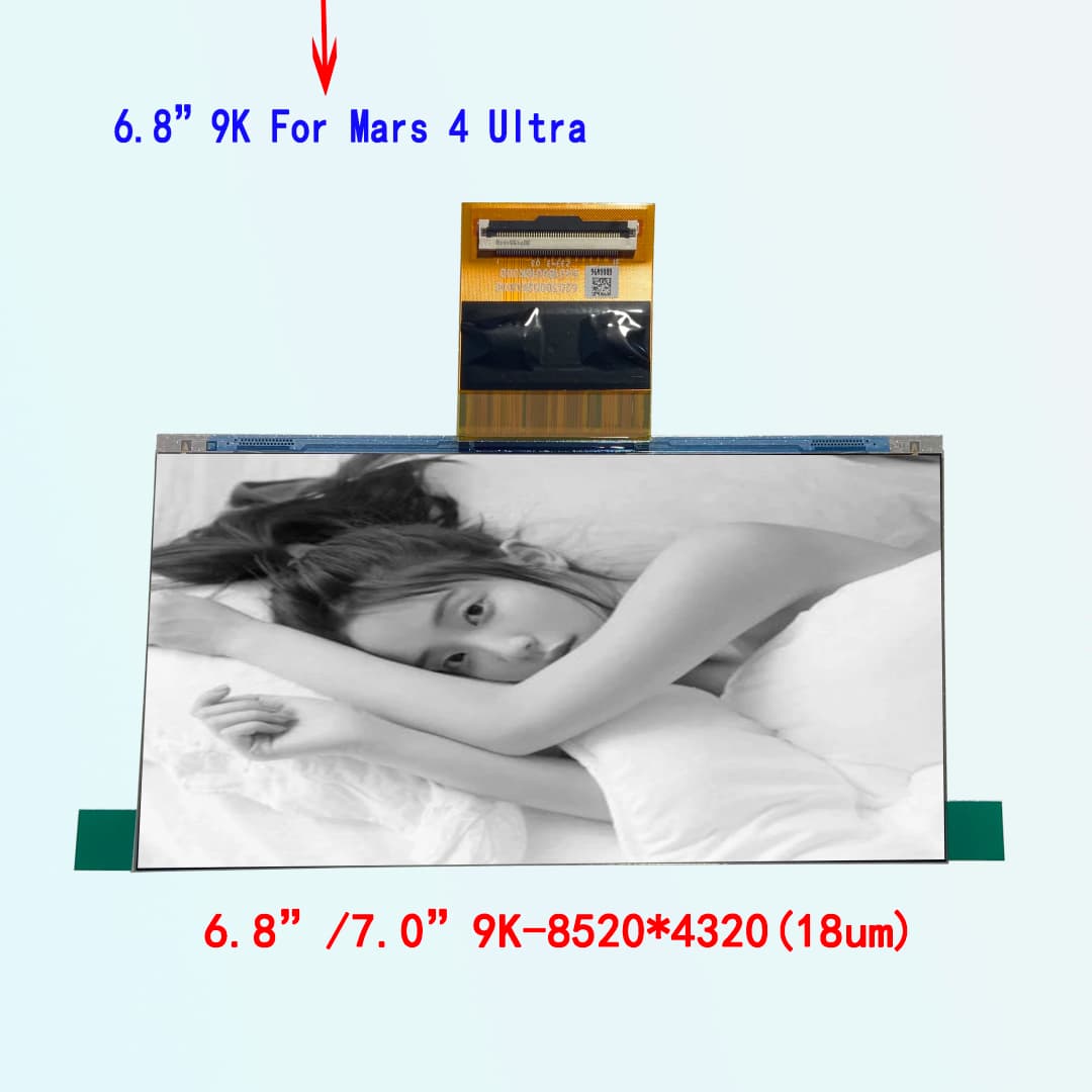 طابعة ثلاثية الأبعاد LCD إيليجوو مارس 4 ألترا 6.8"/7.0" 9K-8520X4320 18um UV شاشة أحادية اللون عرض/تغطية أسود وأبيض