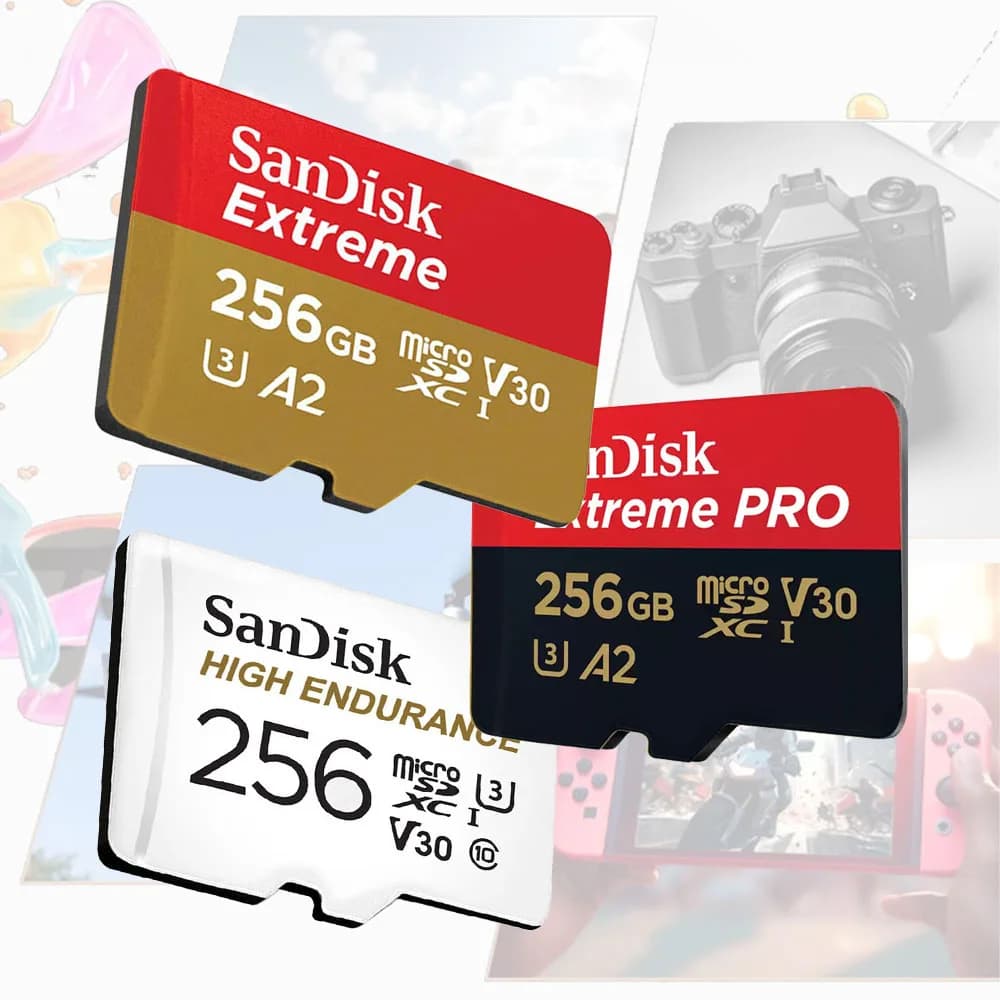 بطاقة SanDisk مايكرو SD عالية التحمل 32 جيجابايت 64 جيجابايت 128 جيجابايت 256 جيجابايت قراءة وكتابة عالية السرعة مراقبة الفيديو U3 V30 4K للطائرات بدون طيار