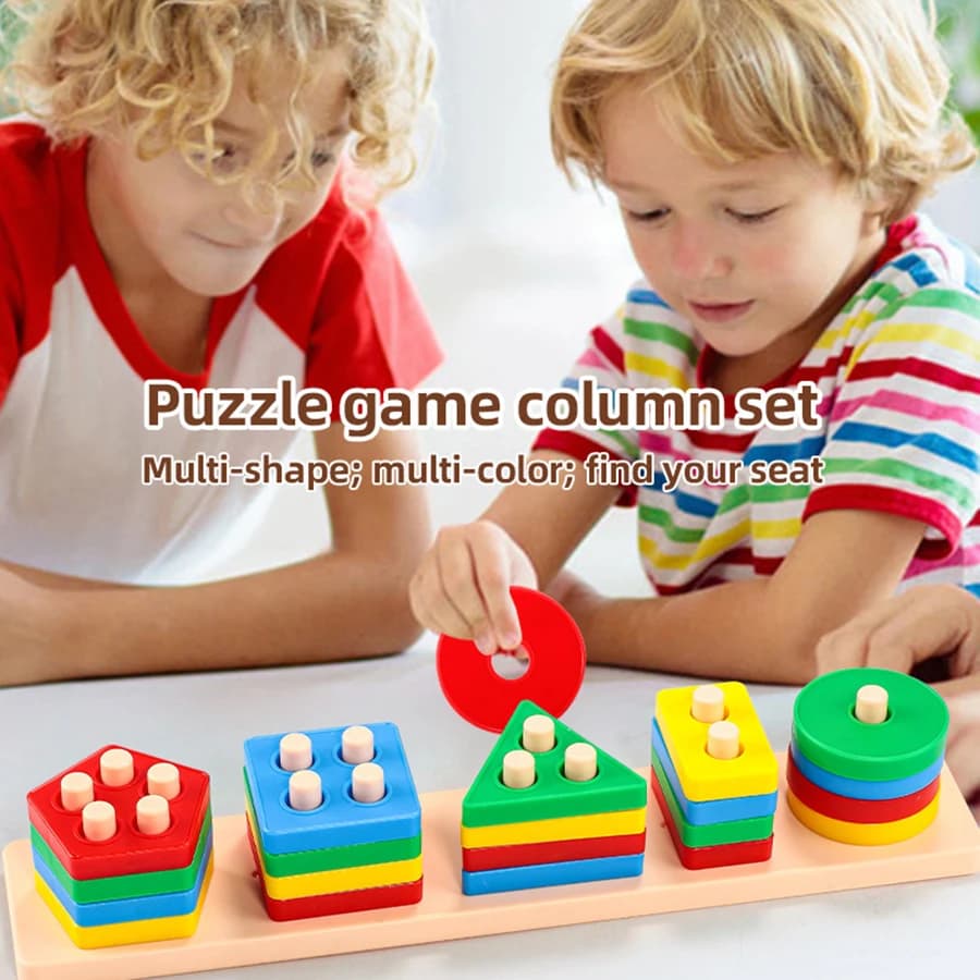 1set - Early Education Equipment Geometric Set Columns, Infant and Child Intelligence Assembly Building Blocks Boy/Girl Toys - 2