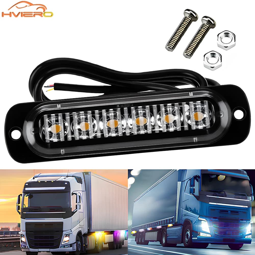 1X شاحنة 12V-24V LED تحذير وميض شبك مصباح وميض بار جانبي سيارة إشارة حمراء صفراء بيضاء إشارة دوران إضاءة ضباب دائمة
