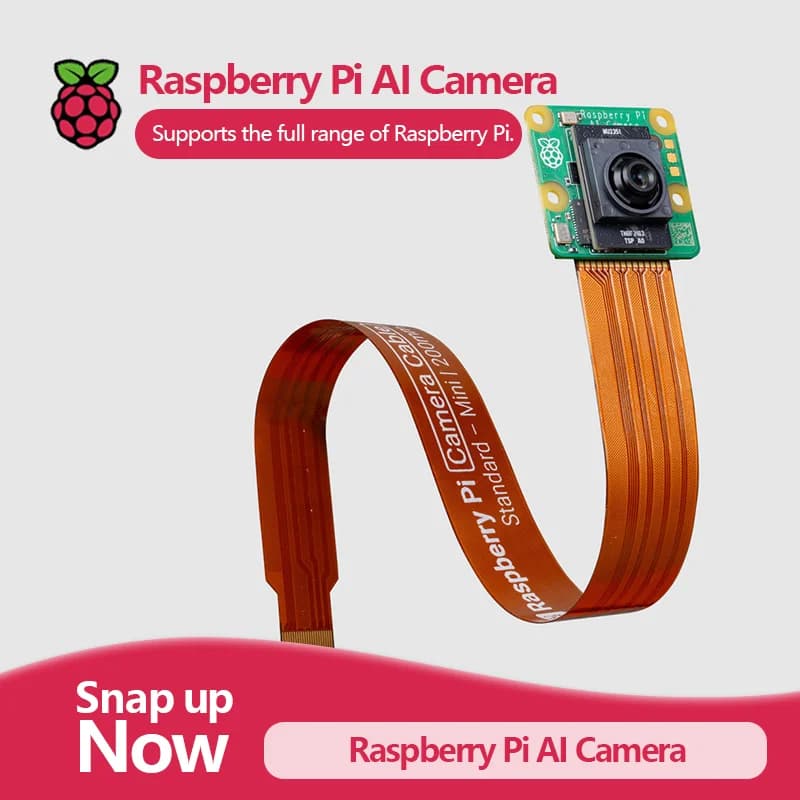 كاميرا الذكاء الاصطناعي الأصلية الرسمية من Raspberry Pi مع مستشعر Sony IMX500 للذكاء الاصطناعي ووحدة التحكم RP2040