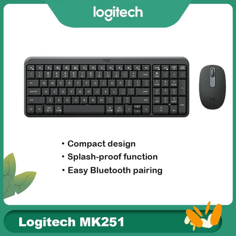 Logitech MK251 Wireless Keyboard & Mouse Combo, Home & Office Kit for Desktop Laptop PC