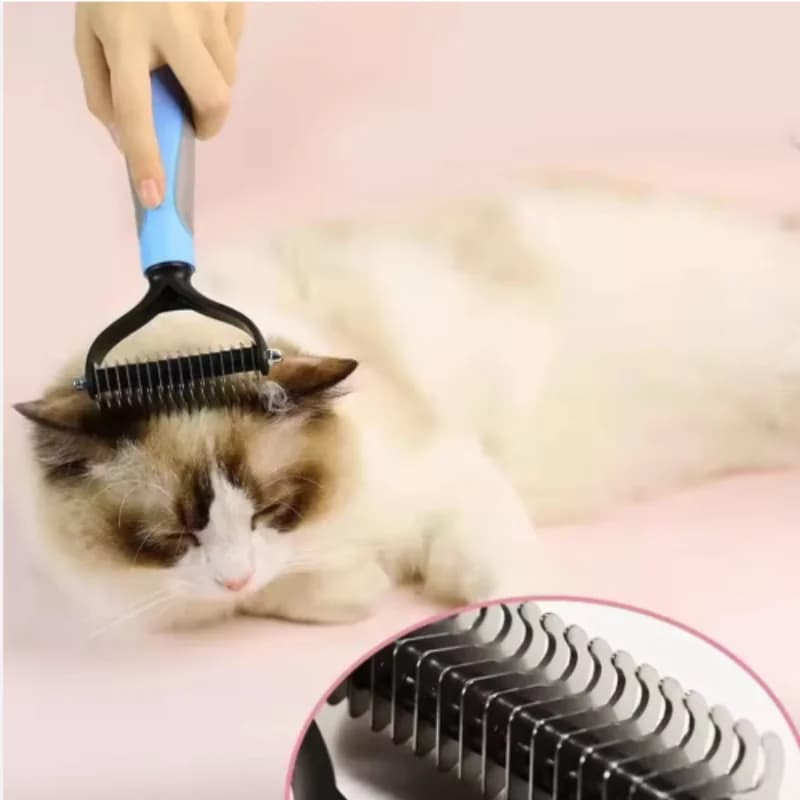 Stainless Steel Double-Sided Pet Grooming Brush - Hair Removal Comb Tangle-Removing Dog & Cat Hair Brush Essential Cat Grooming - 6
