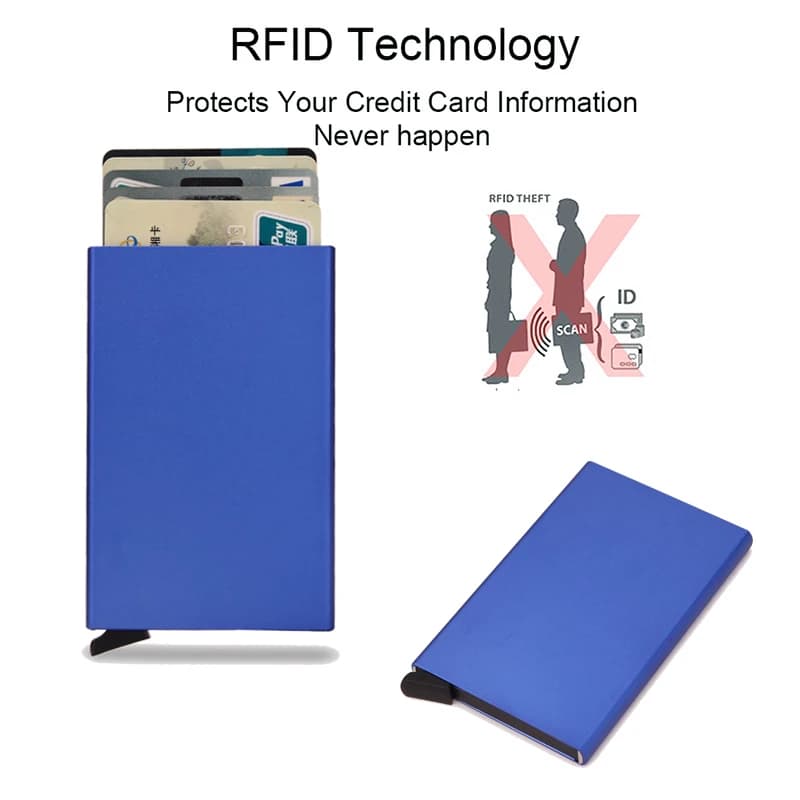 محفظة ذكية مزودة بتقنية RFID حامل بطاقات معدني رفيع ونحيف محافظ للرجال والنساء محفظة بوب أب صغيرة محفظة سوداء صغيرة للرجال - 5