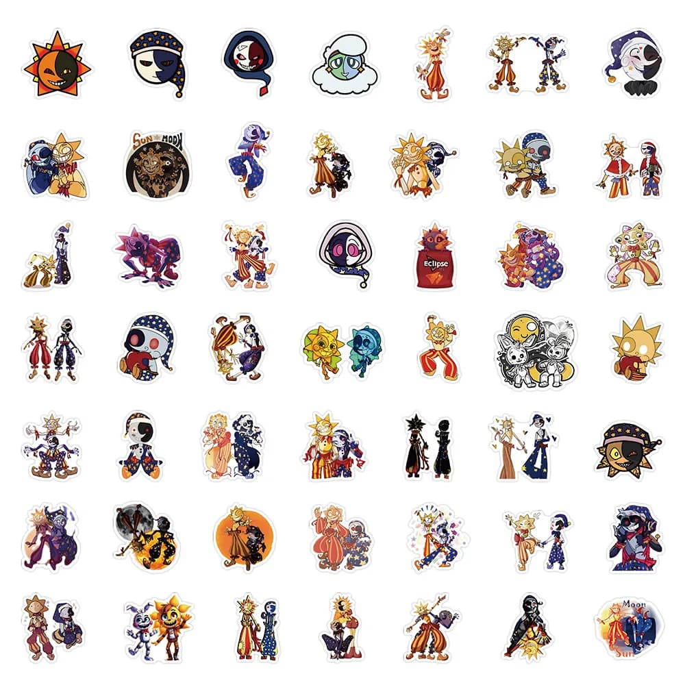 50Pcs Cute Sundrop And Moondrop Stickers Cartoon Fnaf DIY Stickers Scrapbooking Phone Luggage Skateboard  Waterproof Decals - 3