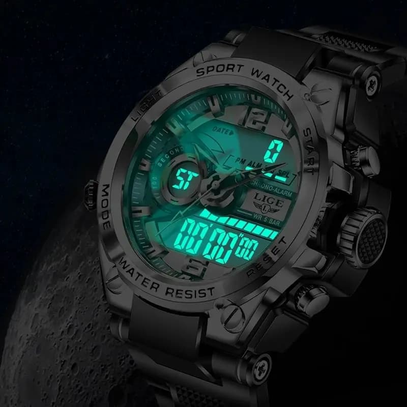 LIGE Men Military Watch Digital 50m Waterproof Wristwatch LED Quartz Clock Sport Watch Male Big Watches Men Relogios Masculino - 4