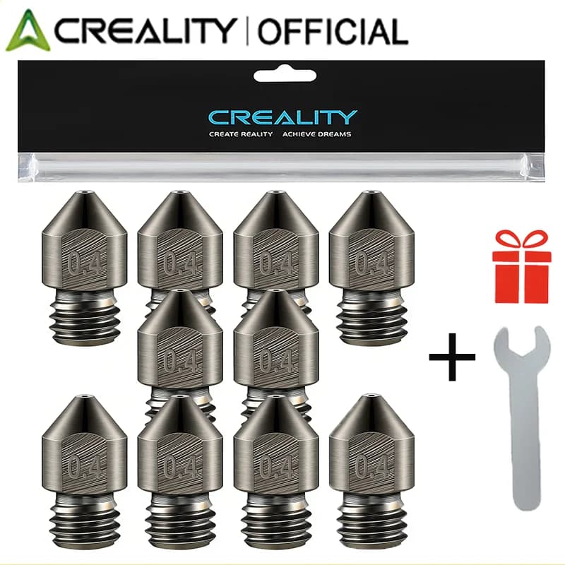 فوهة Creality الرسمية من الفولاذ المقسى MK8 بقطر 0.4 مم لفوهة Ender 3 لطابعات Ender3 Pro/Ender 3 V2/Ender 5/CR-10 Series ثلاثية الأبعاد