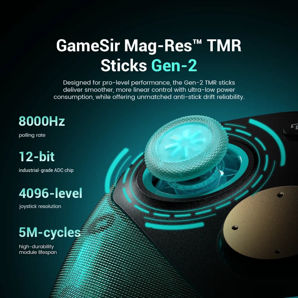 وحدة تحكم لاسلكية GameSir G7 Pro 8K إصدار Aimlabs معدل استطلاع 8000Hz ذراع تحكم، عصا تحكم TMR Gen-2 بتقنية Hall Effect - 5