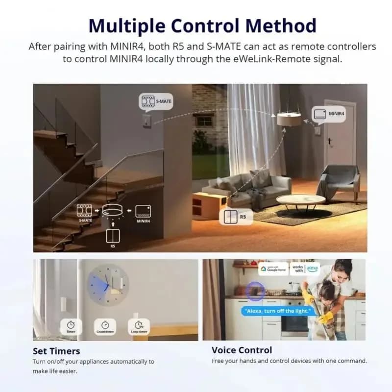 Sonoff Mini R4 Extreme Sonoff Minir4 Mini Sonoff R4 تحكم ثنائي الاتجاه منزل ذكي يعمل مع Alexa Google Home Yandex Alice - 5