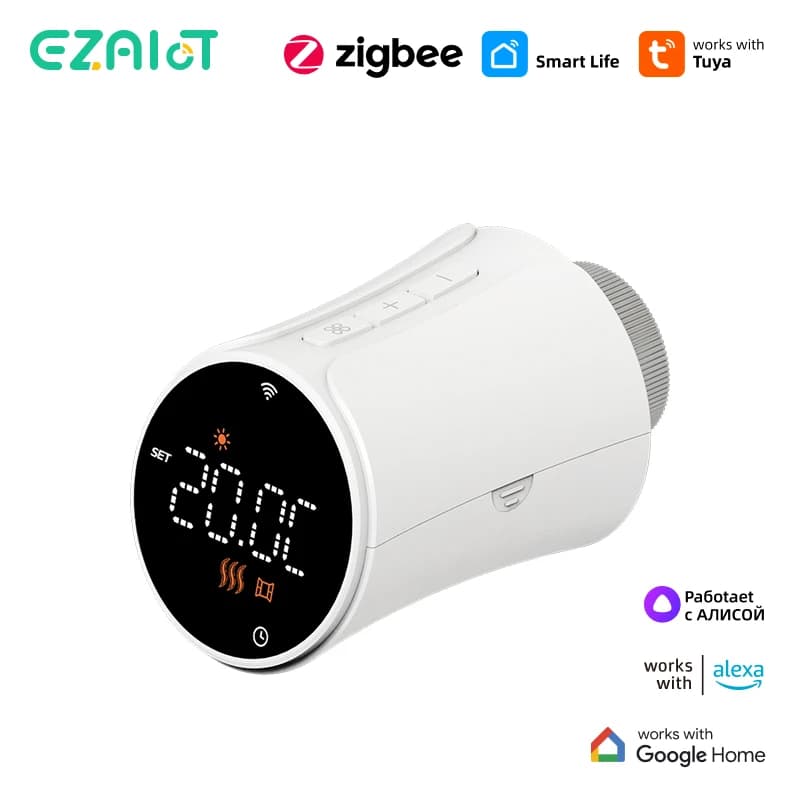 صمام مشعاع ترموستات Tuya Zigbee الذكي، مشغل TRV، متحكم درجة حرارة التدفئة، يعمل بالبطارية، متوافق مع أليكسا وجوجل هوم