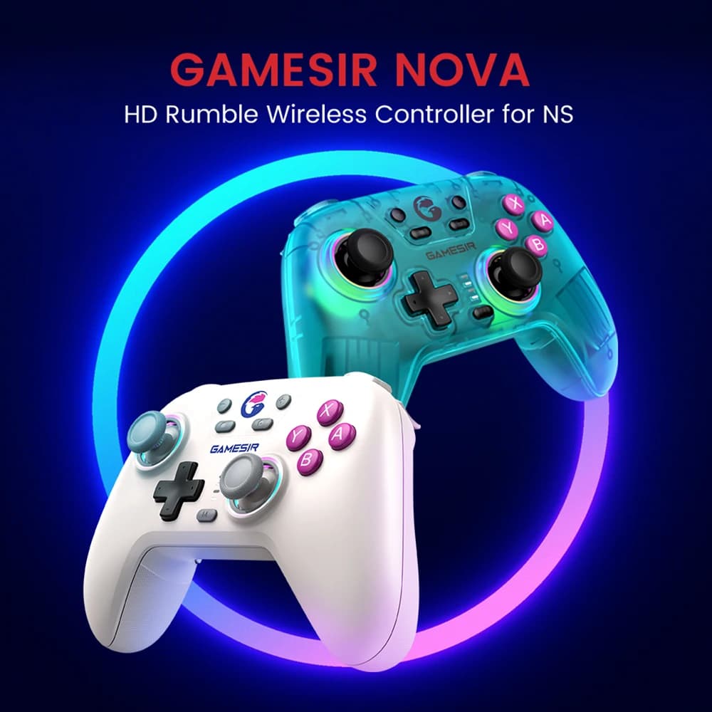 وحدة تحكم GameSir Nova لاسلكية مع Bluetooth وعصا تحكم بتأثير Hall لأجهزة Nintendo Switch وiPhone وAndroid وPC