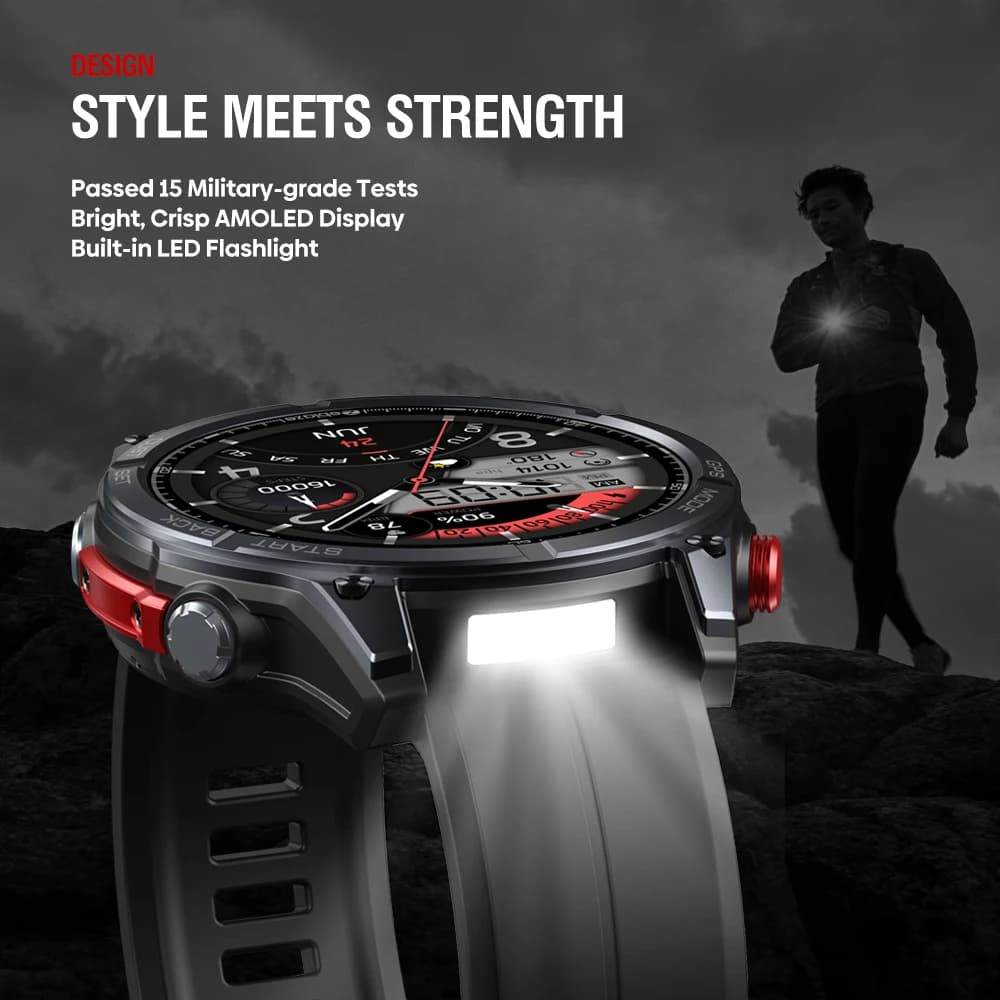 ساعة Zeblaze Stratos 4 الذكية الجديدة 2025، GPS، شاشة AMOLED 1.43 بوصة، بوصلة، مقياس الارتفاع الجوي، كشاف، مكالمات صوتية - 5