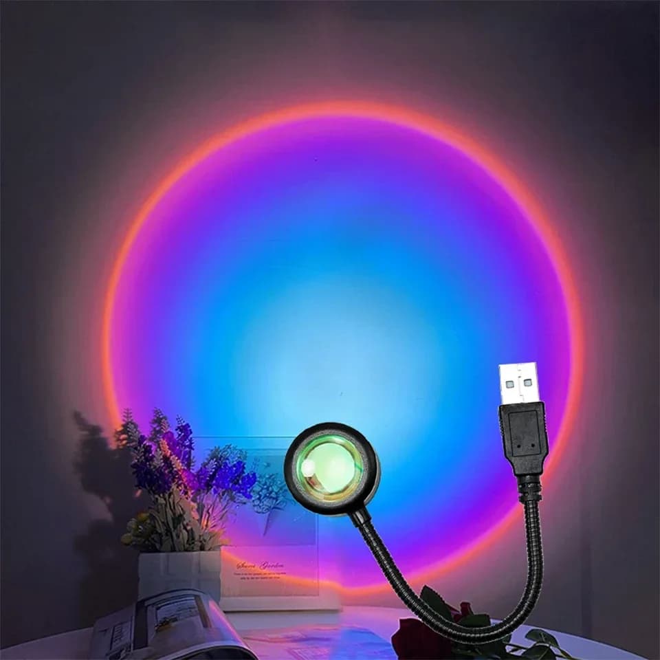 إضاءة غروب الشمس USB مصباح ليلي LED قوس قزح جهاز عرض إضاءة جدارية للتصوير لغرف النوم ديكور منزلي هدية إضاءة احتفالية - 2