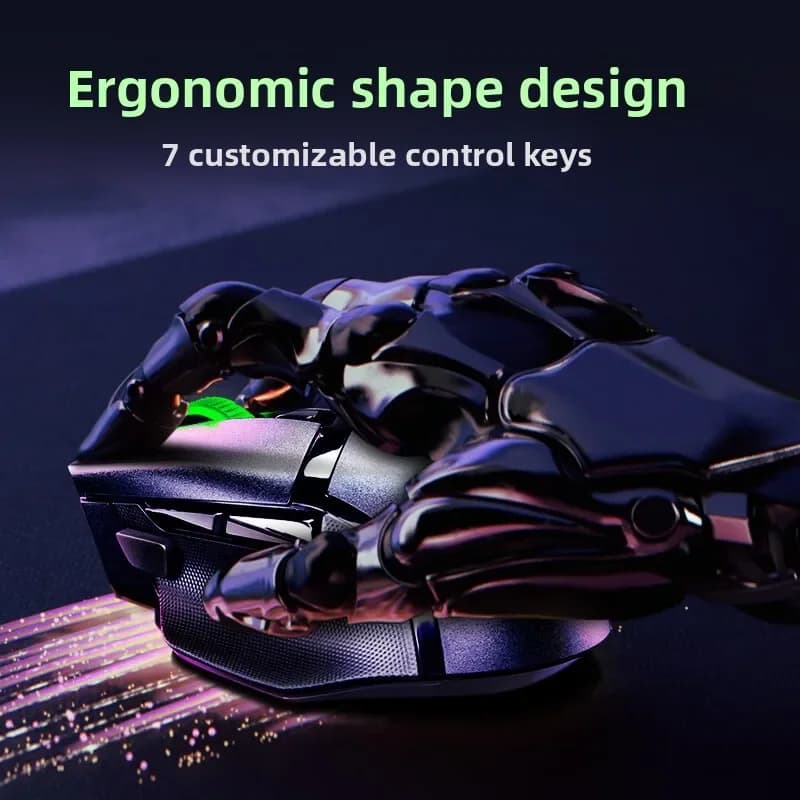 ماوس Razer Basilisk V3 X HyperSpeed الأصلي، ماوس ألعاب لاسلكي بإضاءة RGB (2.4 جيجا هرتز) وبلوتوث، مستشعر بصري 18K DPI - 4