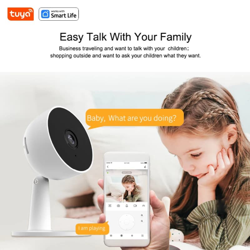 كاميرا Tuya الذكية بدقة 1080p وWi-Fi، أمان منزلي بدقة 2 ميجابكسل، تنبيهات في الوقت الفعلي عبر التطبيق، صوت ثنائي الاتجاه، مع تتبع الحركة للرضع والحيوانات الأليفة - 2