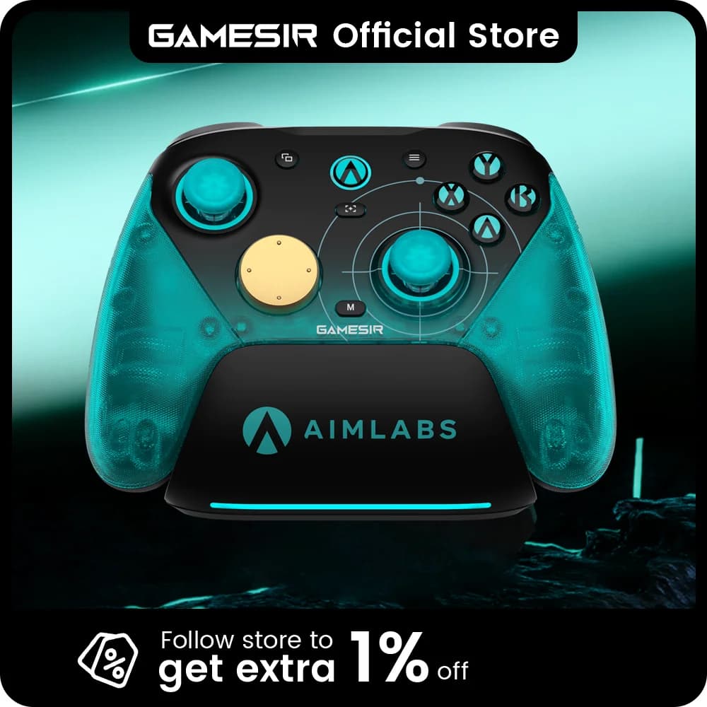 وحدة تحكم لاسلكية GameSir G7 Pro 8K إصدار Aimlabs معدل استطلاع 8000Hz ذراع تحكم، عصا تحكم TMR Gen-2 بتقنية Hall Effect