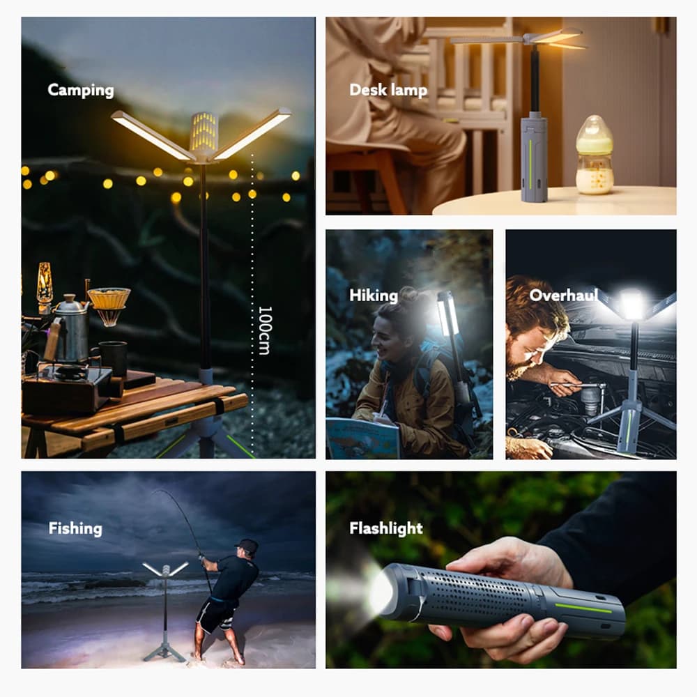 8000mAh Rechargeable Outdoor Portable Hiking Camping Fishing Flashlight Telescoping Camping Lantern Telescopic Camping Light - 3