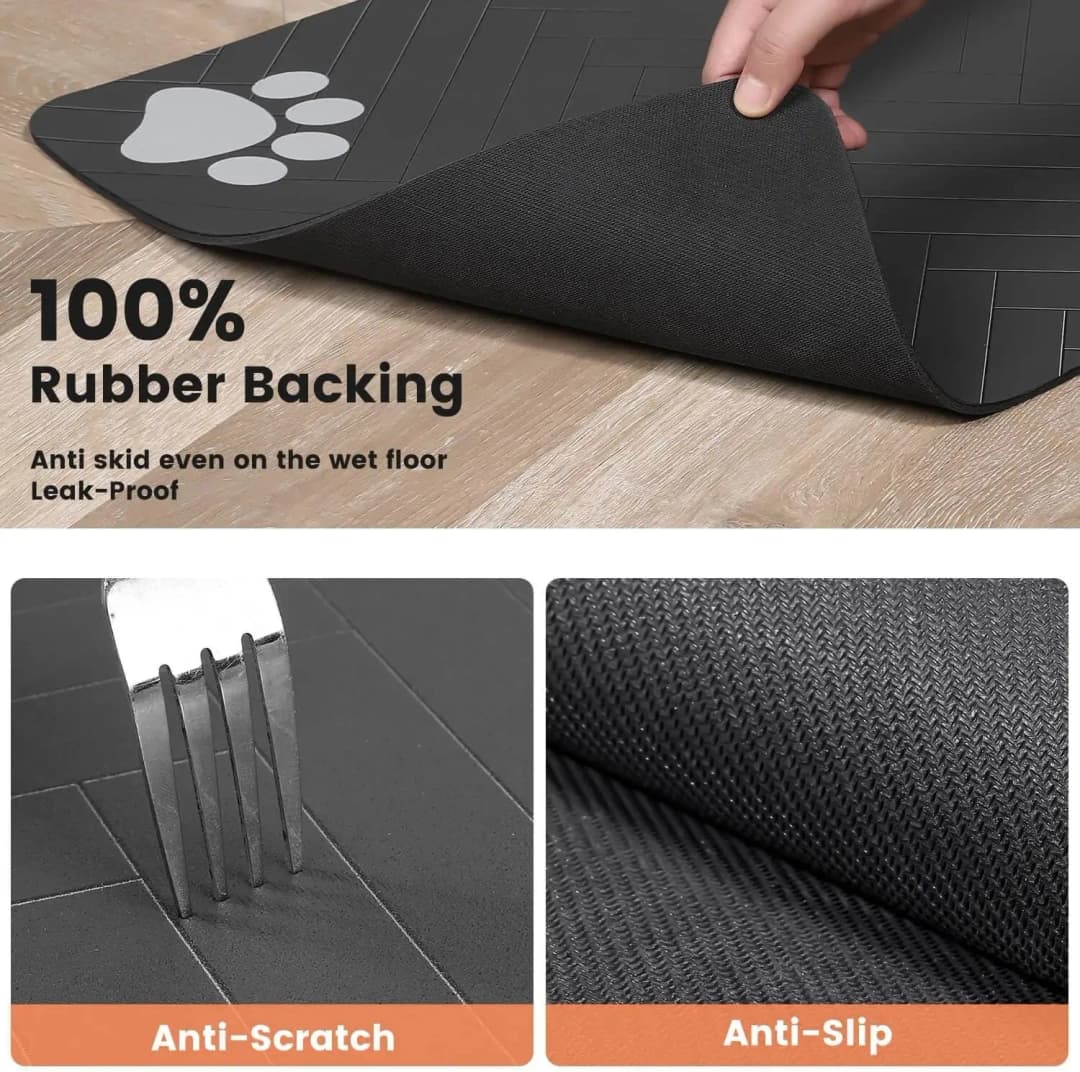 Pet Feeding Mat-Absorbent Pet Placemat Rubber Backing Quick Dry Water Mat for Dog Cat for Food and Water Bowl with Waterproof - 5