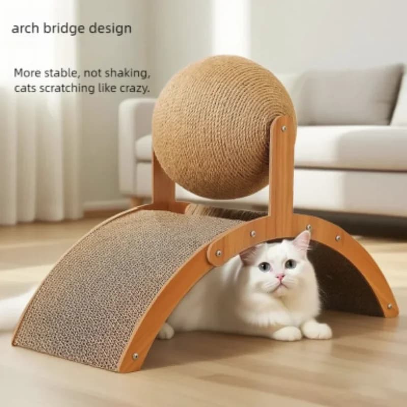 2 In 1 Wooden Cat Scratching Ball Sisal Scratch Board Durable Grinding Paw Toy Solid Wood Scraper For Cats Kittens Pet Supplies - 2
