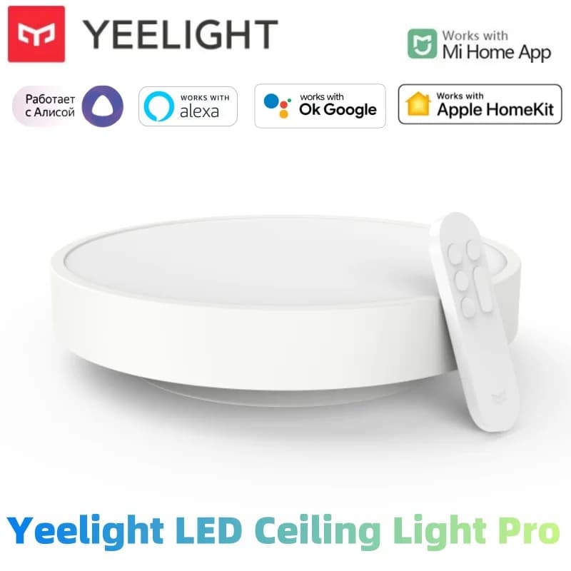 إصدار عالمي: مصباح سقف ذكي Yeelight LED PRO مع اتصال Wifi، قابل للتعتيم، تحكم صوتي ذكي متوافق مع Apple Homekit، درجة حرارة لون 2700-6500 كلفن