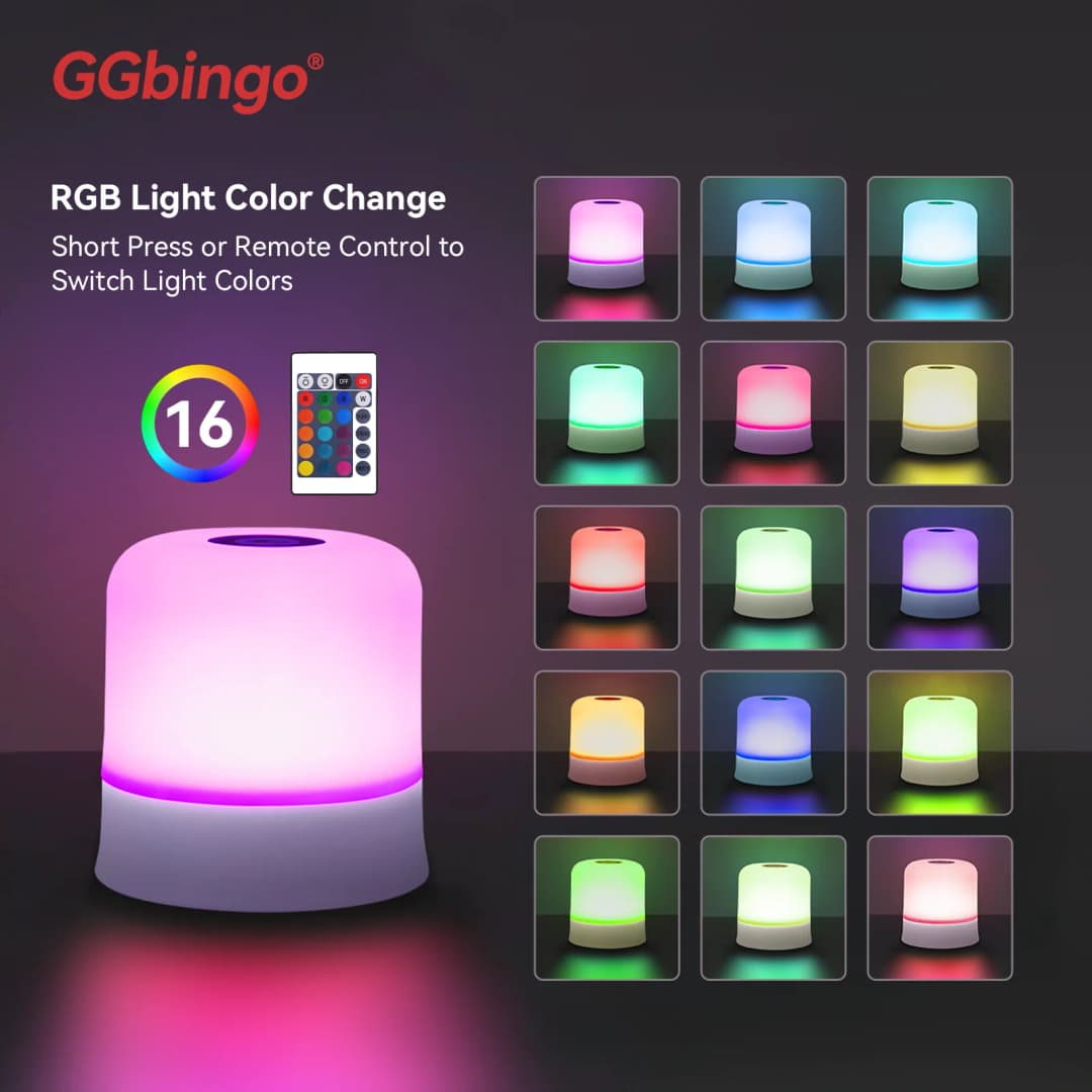 إضاءة ليلية تعمل باللمس من GGbingo قابلة لإعادة الشحن إضاءة ليلية بتحكم عن بعد مصباح طاولة قابل للخفت إضاءة محيطة لغرفة النوم وغرفة المعيشة
