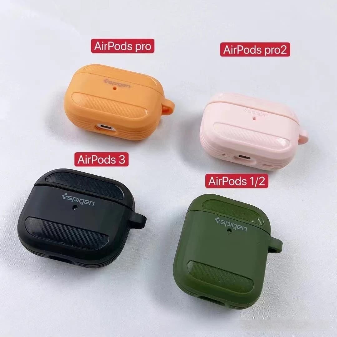 غطاء سماعات من ألياف الكربون من Spigen لسماعات AirPods 1/2 و3 Pro و2، غطاء TPU مقسم مضاد للسقوط لحماية الأذن - 3